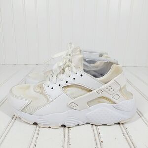 Nike Huarache Run Gs Triple White Pure Platinum Lace Up Sneakers F821
